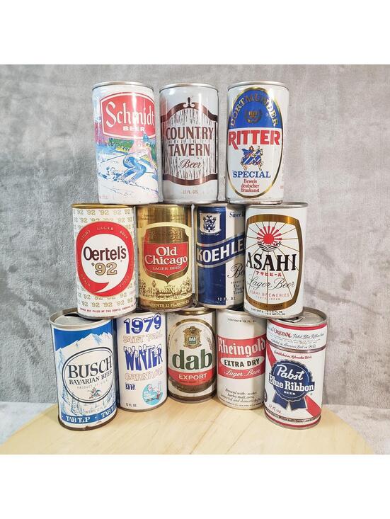 Other - Schmidt, Ritter, Koehler Lot of 12 Pull Tab Beer Cans Breweriana Collectibles
